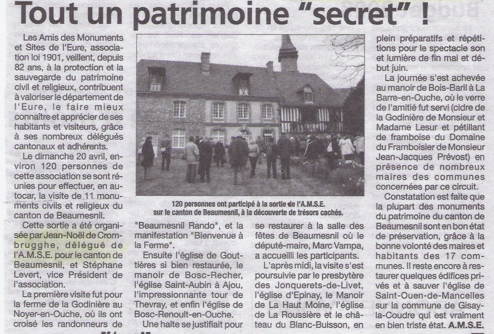 Tout un patrimoine « secret » ! Sortie des Amis des Monuments et Sites de l’Eure